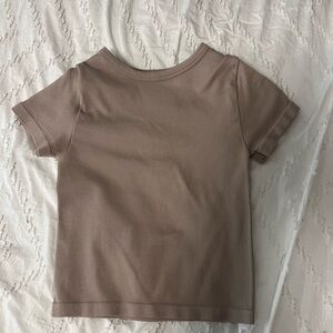 Tan Ribbed T-
